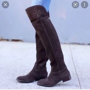 Tory Burch Chocolate Brown Simone Suede Boots